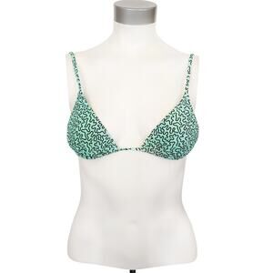 FISCH Coco Net Sustain coral print sea green triangle swim bikini top Size Small